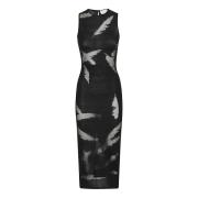 Zwarte Sheath Jurk met Veer Detail Alexander McQueen , Black , Dames