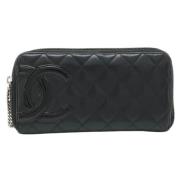 Pre-owned Leather wallets Chanel Vintage , Black , Dames