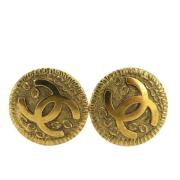 Pre-owned Metal earrings Chanel Vintage , Yellow , Dames