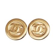 Pre-owned Metal earrings Chanel Vintage , Yellow , Dames