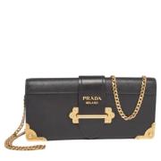 Pre-owned Leather clutches Prada Vintage , Black , Dames