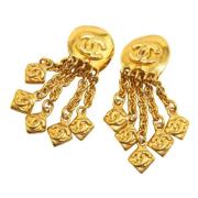 Pre-owned Metal earrings Chanel Vintage , Yellow , Dames