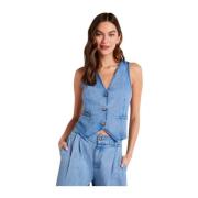 Denim Cinch Back Vest Bella Dahl , Blue , Dames