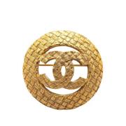 Pre-owned Metal brooches Chanel Vintage , Yellow , Dames