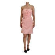 Elegante Strapless Midi Jurk in Roze Dolce & Gabbana , Pink , Dames