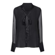 Zwarte Chiffon Strik Blouse Alice + Olivia , Black , Dames