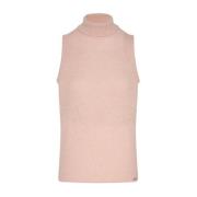 Alpaca High-Neck Sleeveless Jumper Kiton , Pink , Dames