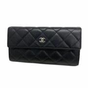 Pre-owned Leather wallets Chanel Vintage , Black , Dames