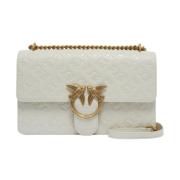 Klassieke Vitello Tas Bianco Seta-Antique Pinko , White , Dames