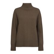 Cashmere Highneck Knit Strik Rain Drum MOS Mosh , Brown , Dames