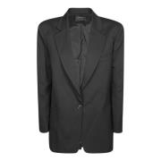 Oversized Stretch Wol Blazer Andamane , Black , Dames