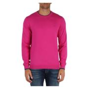 Merino Wol Katoen Trui Contrast Inzetstukken Sun68 , Pink , Heren