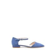 Suede Enkelband Ballet Flats Made in Italia , Blue , Dames