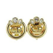 Pre-owned Metal earrings Dior Vintage , Yellow , Dames