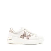 Beige Calf Sneaker met Strass Hogan , Beige , Dames