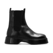 Square Toe Leather Chelsea Boots Ami Paris , Black , Heren