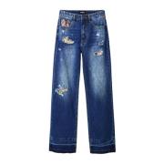 Blauwe Denim Rits Jeans Vrouwen Herfst/Winter Desigual , Blue , Dames