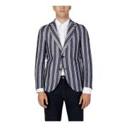 Blauwe Gestreepte Knoopsluiting Blazer Mulish , Blue , Heren