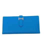 Pre-owned Leather wallets Hermès Vintage , Blue , Dames