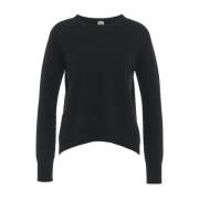 Italiaanse Gebreide Pullover Crew Neck MVM , Black , Dames