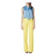 Gele effen broek lente/zomer vrouwen Sandro Ferrone , Yellow , Dames