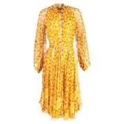 Pre-owned Silk dresses Hermès Vintage , Yellow , Dames