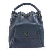 Pre-owned Leather backpacks Chanel Vintage , Blue , Dames