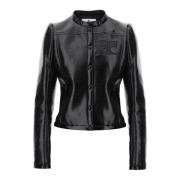 Iconische Vinyl Biker Jas Zwart Courrèges , Black , Dames