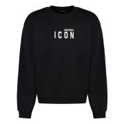 Logo Crew-neck Cotton Sweatshirt Dsquared2 , Black , Heren