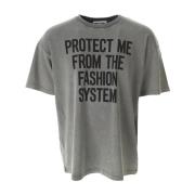 Mode Systeem Print Protect Me T-Shirt Moschino , Gray , Heren