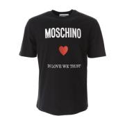 Biologisch Katoen Liefde Vertrouwen T-shirt Moschino , Black , Heren