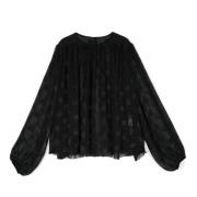 Jacquard Logo Blouse Zwart Zijde Viscose Dolce & Gabbana , Black , Dam...