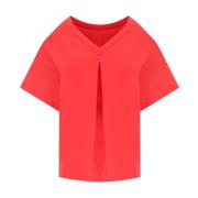 Koraal V-hals T-shirt Lauto Stijl Max Mara , Red , Dames