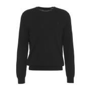 Geribbelde Crew Neck Gebreide Trui Polo Ralph Lauren , Black , Heren