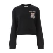 Cropped Teddy Jewel Sweatshirt Moschino , Black , Dames