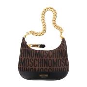 Bruine Jacquard Logo Schoudertas Moschino , Brown , Dames