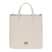 Zijdezachte leren shopper tas met Love Birds Monogram patroon Pinko , ...