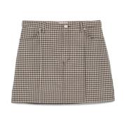 Gingham Check Rok Baum und Pferdgarten , Beige , Dames