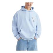 Lichtblauwe Bedrukte Hoodie Tommy Jeans , Blue , Heren