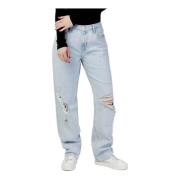 Blauwe Effen Damesjeans met Rits Calvin Klein Jeans , Blue , Dames