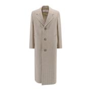 Beige Herringbone Wollen Jas Aw23 Ami Paris , Beige , Heren