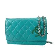 Pre-owned Leather chanel-bags Chanel Vintage , Blue , Dames