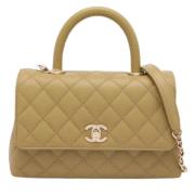 Pre-owned Leather handbags Chanel Vintage , Beige , Dames