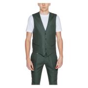 Groen Linnen-Blend V-Hals Gilet Antony Morato , Green , Heren