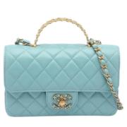 Pre-owned Leather chanel-bags Chanel Vintage , Blue , Dames