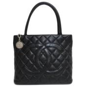 Pre-owned Leather totes Chanel Vintage , Black , Dames