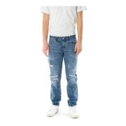 Tapered Fit Mid Waist Jeans Edwin , Blue , Heren