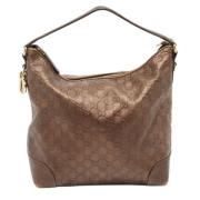 Pre-owned Leather handbags Gucci Vintage , Brown , Dames