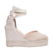 Natuurlijke Espadrille Sleehak met Geweven Details Castañer , Beige , ...