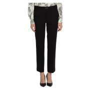 Viscose Logo Plaque Broek Twinset , Black , Dames